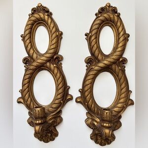VTG Gold Universal Statuary Corp Wall Sconces Candle Holder Made in USA 1971